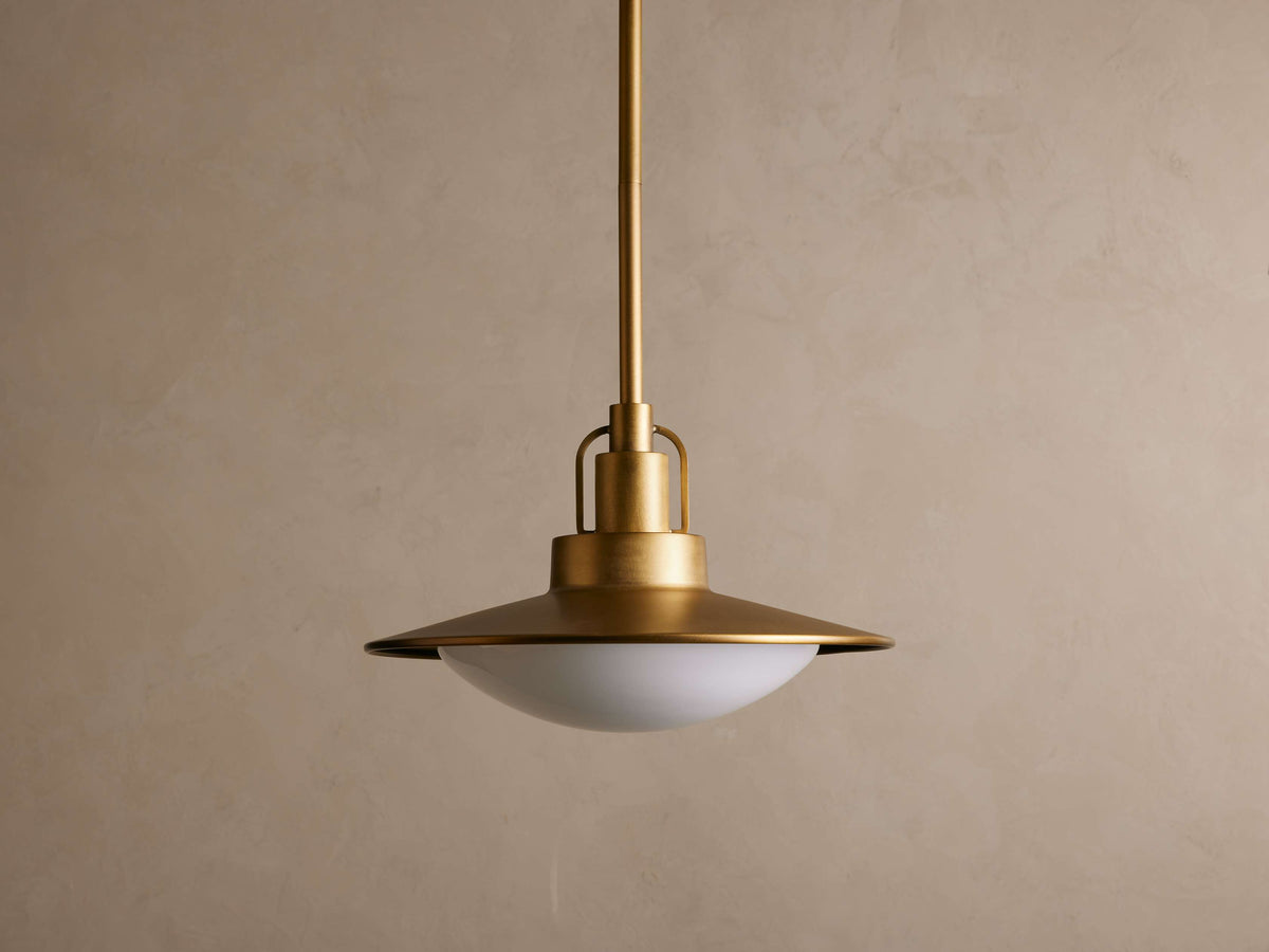 Brass Pendant Light for Kitchen Island & Dining Table | 14 or 24 Inch Saucer Opal Glass Mid-century Casalola Lights