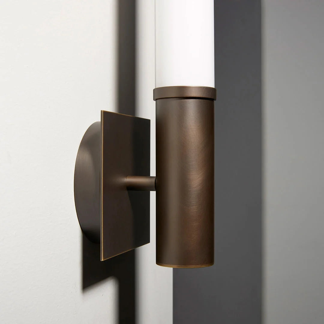 Brushed Bronze Tube Sconce | Vertical Modern Wall Lighting