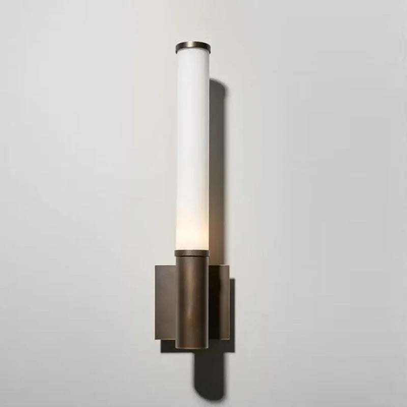 Brushed Bronze Tube Sconce | Vertical Modern Wall Lighting