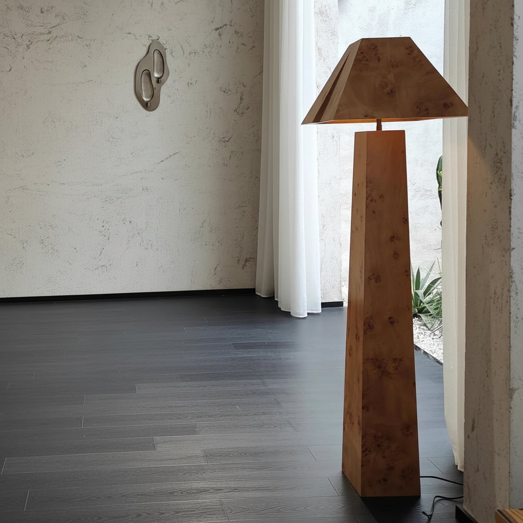 Burlwood Columnar Floor Lamp | Sculptural | Ambient Living Room Lighting