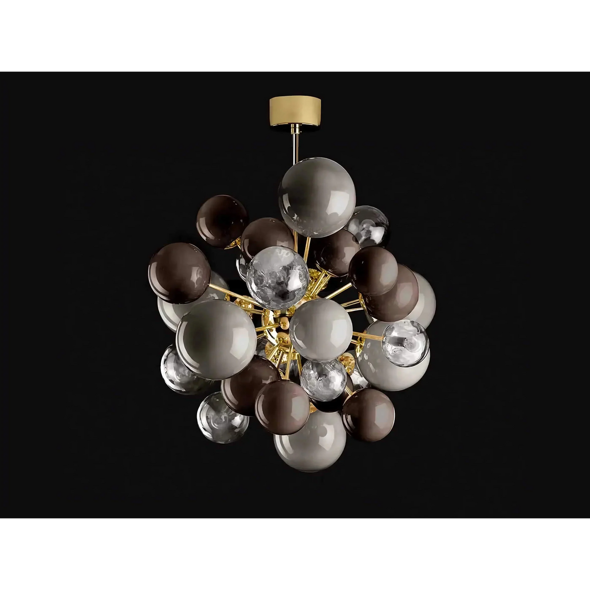 Grey Glass Globe Chandelier 80cm | Hand-blown Sphere & Gold Iron Modern Art Deco Bedroom Casalolalights Luxury Lamps