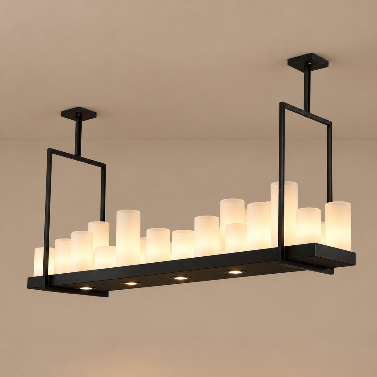 Candle Chandelier - Linear Led Black Frame Casalola Lights Luxury Lamps for Interior Designers