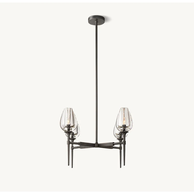 Smoked Glass Chandelier for Dining Room | Tulip Candle Shades Brass or Black 27 42 54 Inch Wide Casalola Lights Luxury