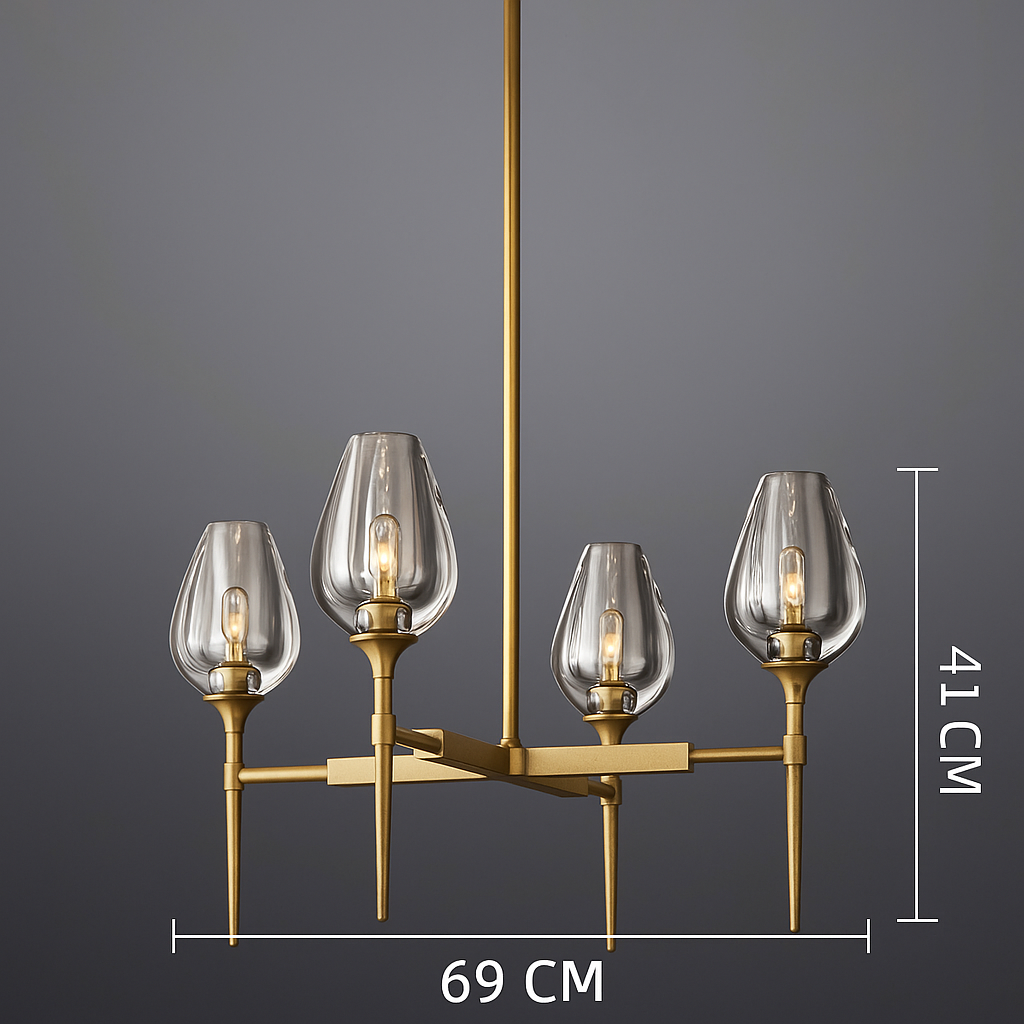 Smoked Glass Chandelier for Dining Room | Tulip Candle Shades Brass or Black 27 42 54 Inch Wide Casalola Lights Luxury