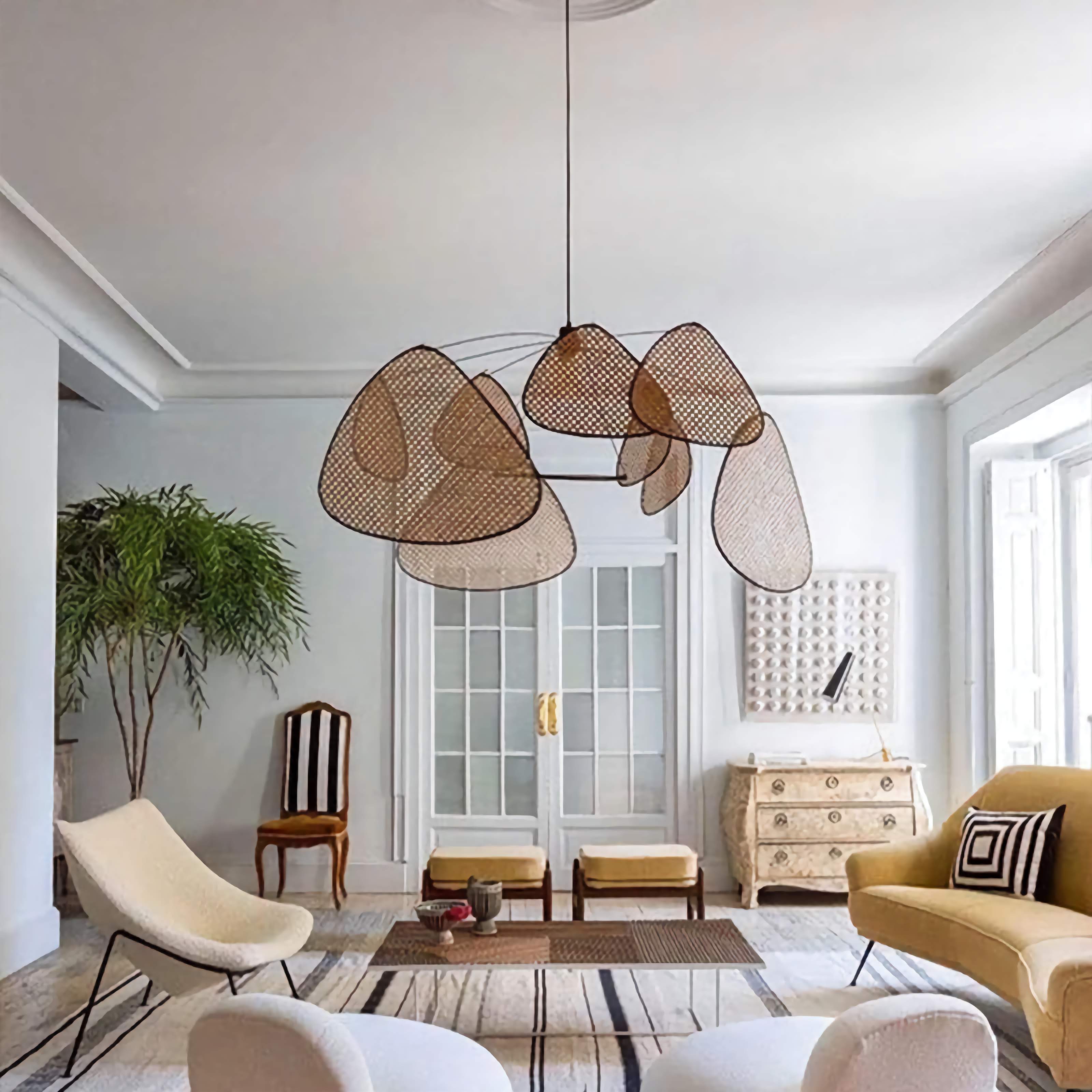 Cannage Hand-crafted Suspension | Timeless Wicker Chandelier | Parisian Chic and Coastal Design