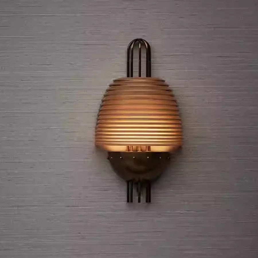 Art Deco Wall Sconce | Solid Copper & Fluted Glass | Industrial Vintage Revival Style | Casalola Lights Casalolalights