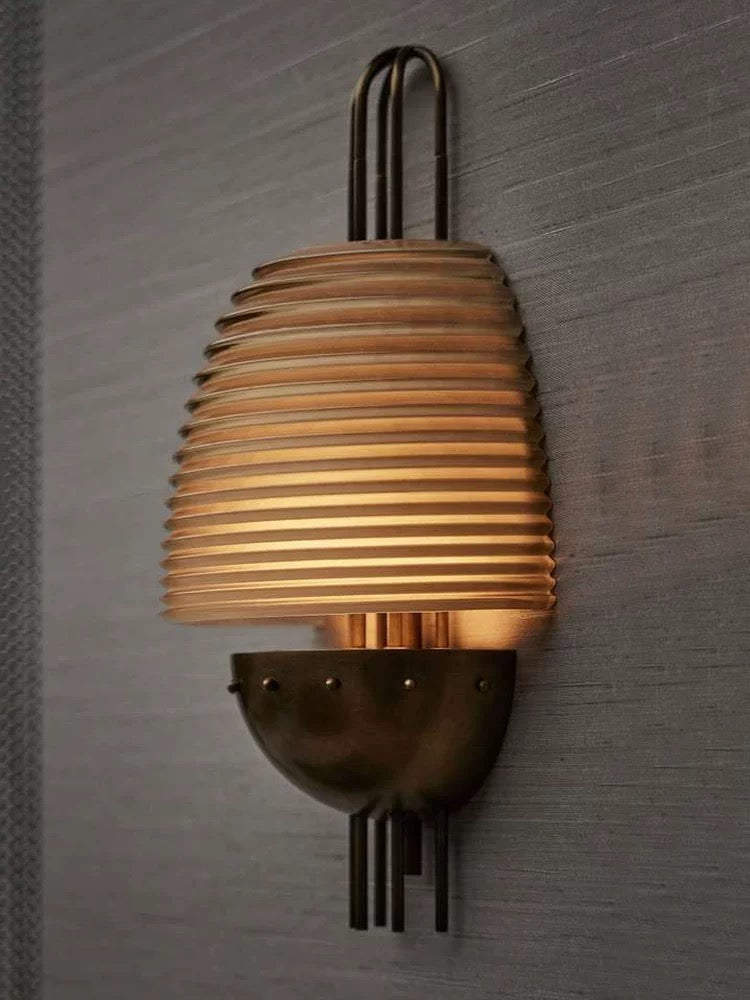 Art Deco Wall Sconce | Solid Copper & Fluted Glass | Industrial Vintage Revival Style | Casalola Lights Casalolalights