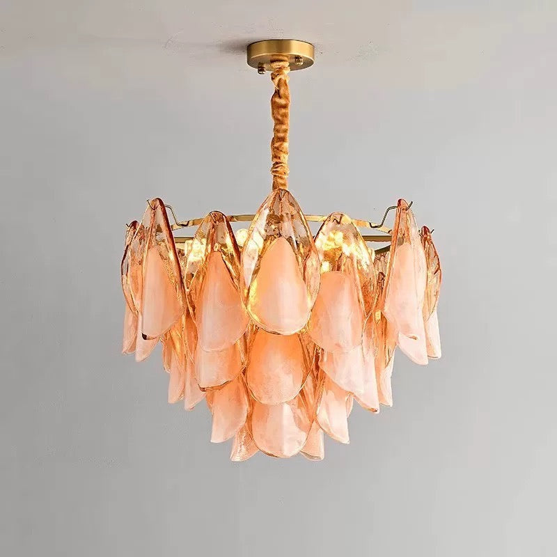 Art Deco Glass and Brass Chandelier for Dining Room Round Modern Ceiling Light in 60 Cm or 80 Size Casalolalights