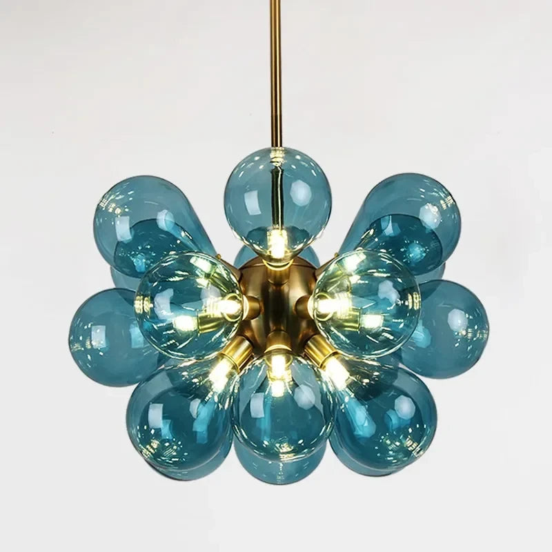Celestial Sphere Chandelier | Contemporary Hand - blown Glass | Flush Mount Installation | Luxurious Lighting