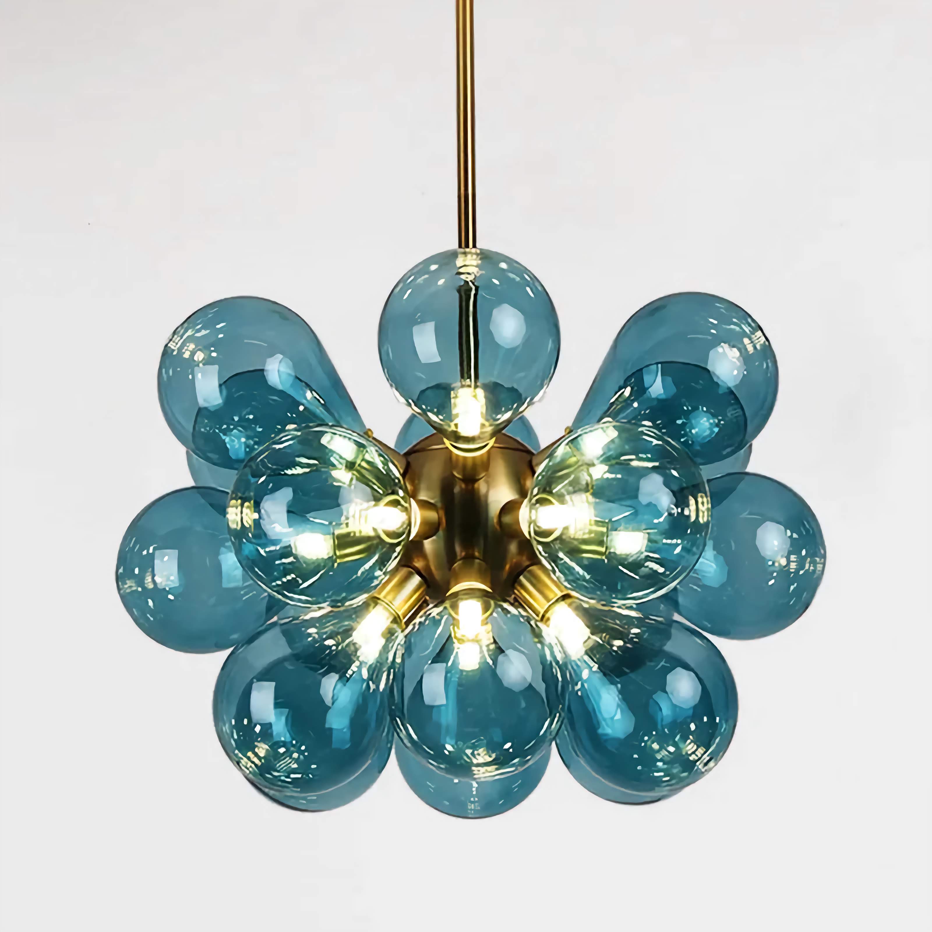 Eclectic Chandelier | Contemporary Hand-blown Glass | Luxury Flush Mount Installation