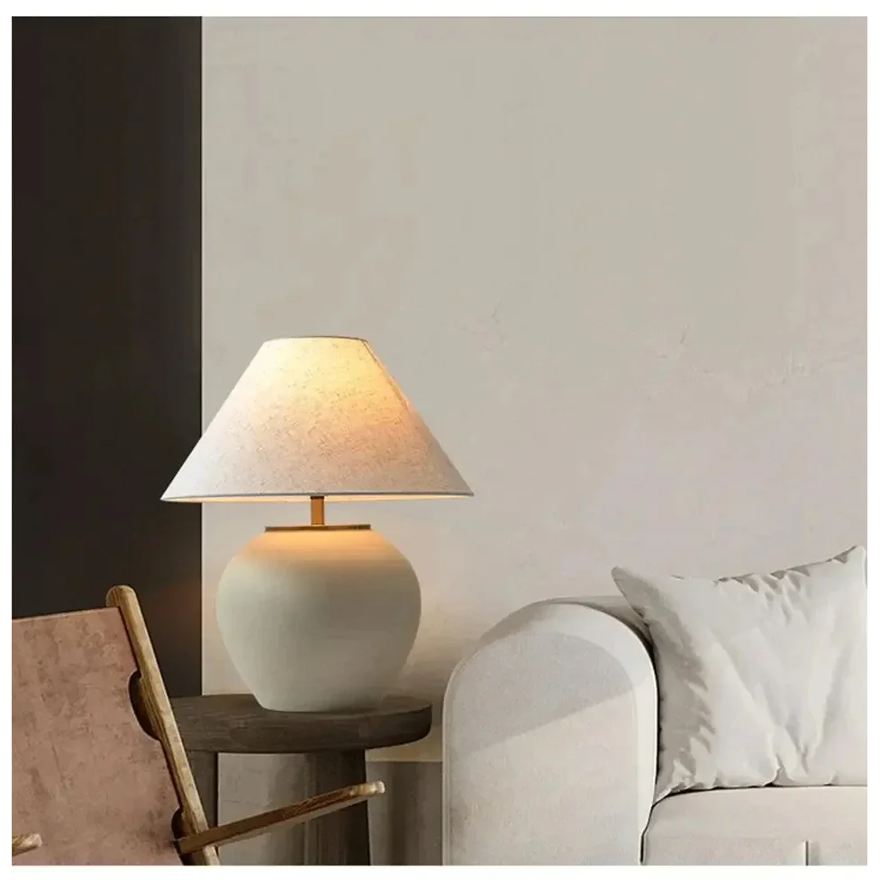 Luxury Ceramic Led Table Lamp | Polished Chrome Finish | Japandi Minimalism