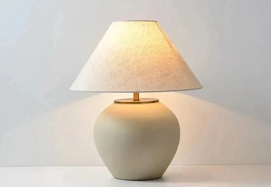 Elegant Ceramic Led Table Lamp | Polished Chrome Finish | Japandi Minimalism - Minimalist Lamps