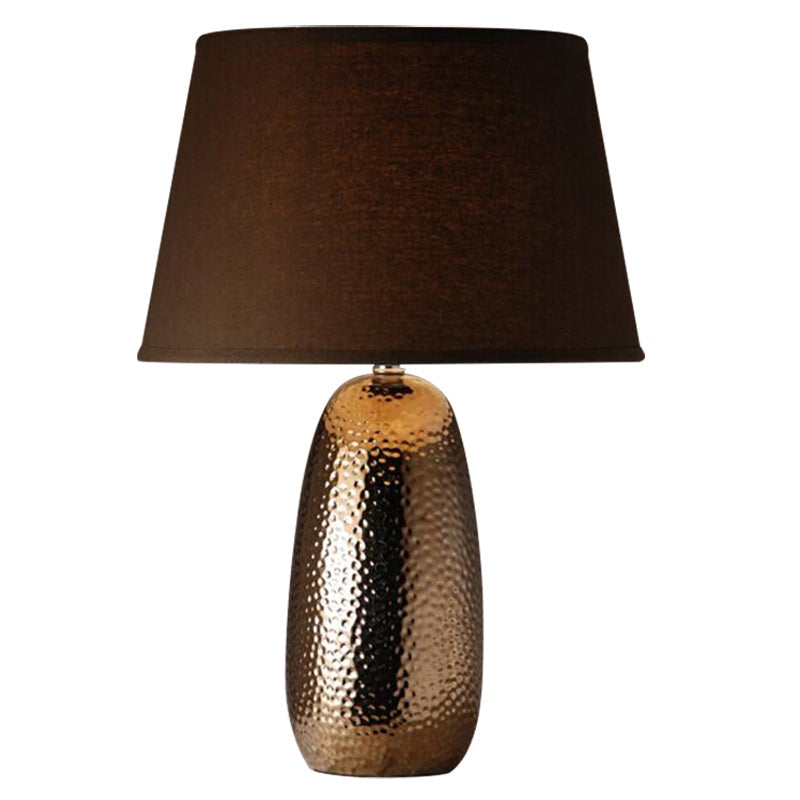 Ceramic Table Lamp | Metal Glazed Brown | Hollywood Regency | Art Deco Lighting - Modern Lamps