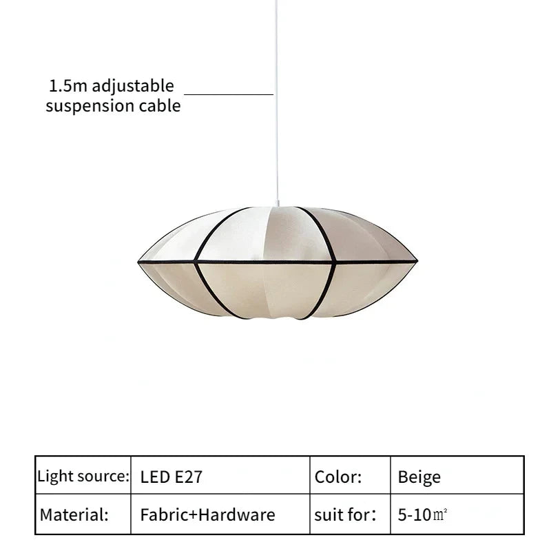 Luxury Silk - iron Pendant Lamp | Hand - knitted | Parisian And Japandi Style For Residential Commercial Interiors