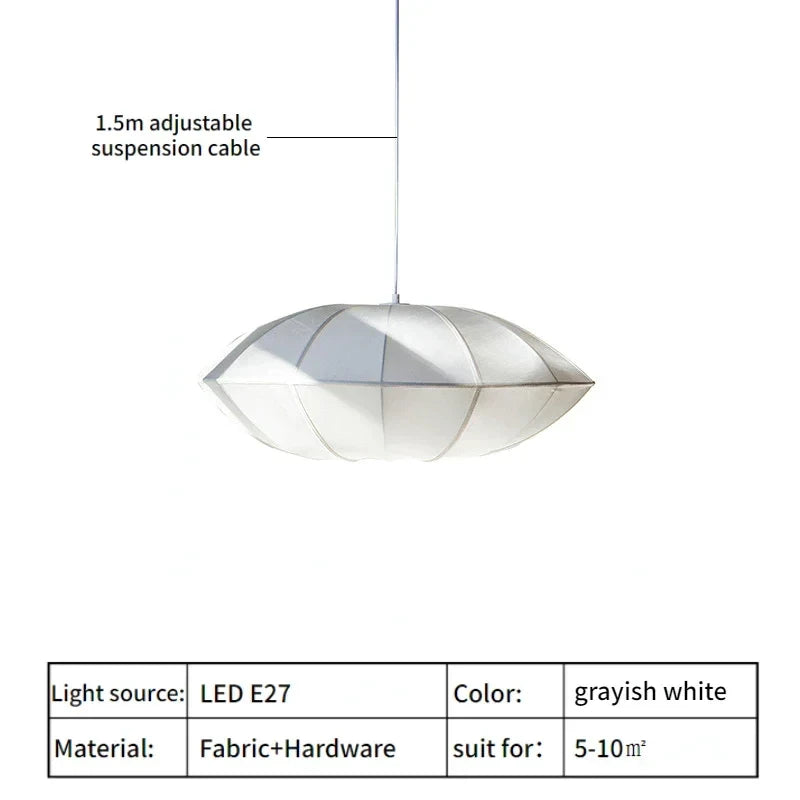 Luxury Silk - iron Pendant Lamp | Hand - knitted | Parisian And Japandi Style For Residential Commercial Interiors