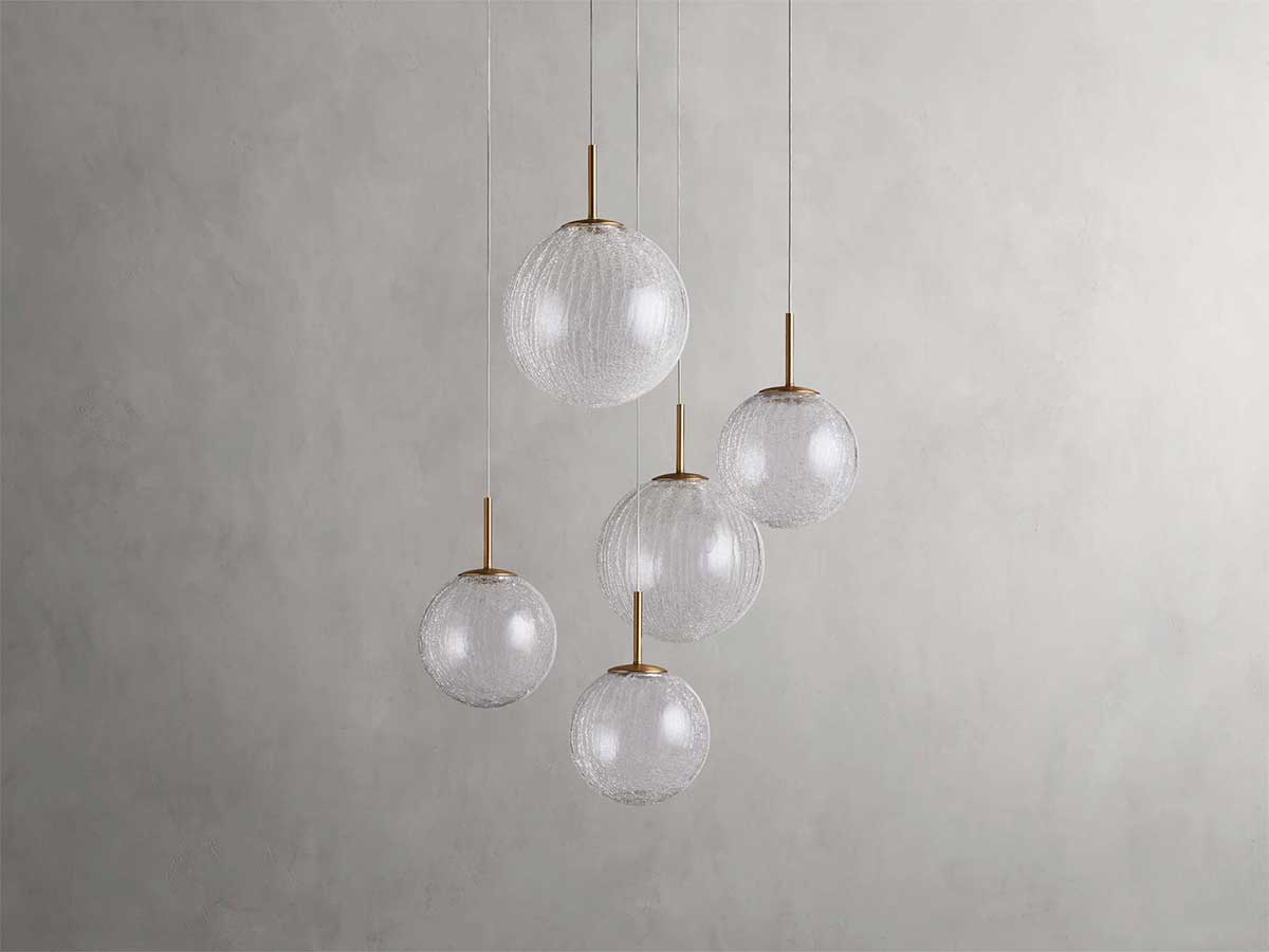 Colored Glass and Brass 5 Light Pendant Chandelier Long Drop Stairwell or Double Height Entry Lighting Casalolalights