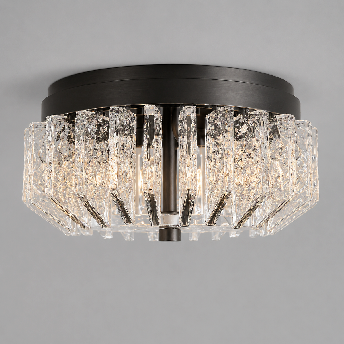 Shallow Glass & Brass Flush Mount for Low Ceilings | Modern Bedroom Hallway Ceiling Light Casalolalights Luxury Lamps