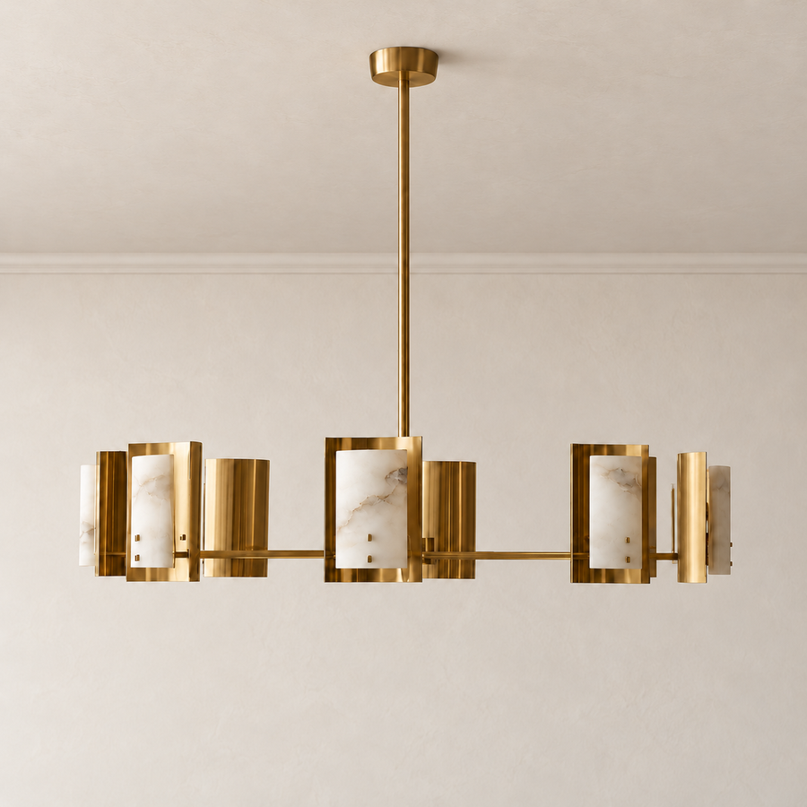 LUSTRE ROND EN ALABASTRE ESPAGNOL