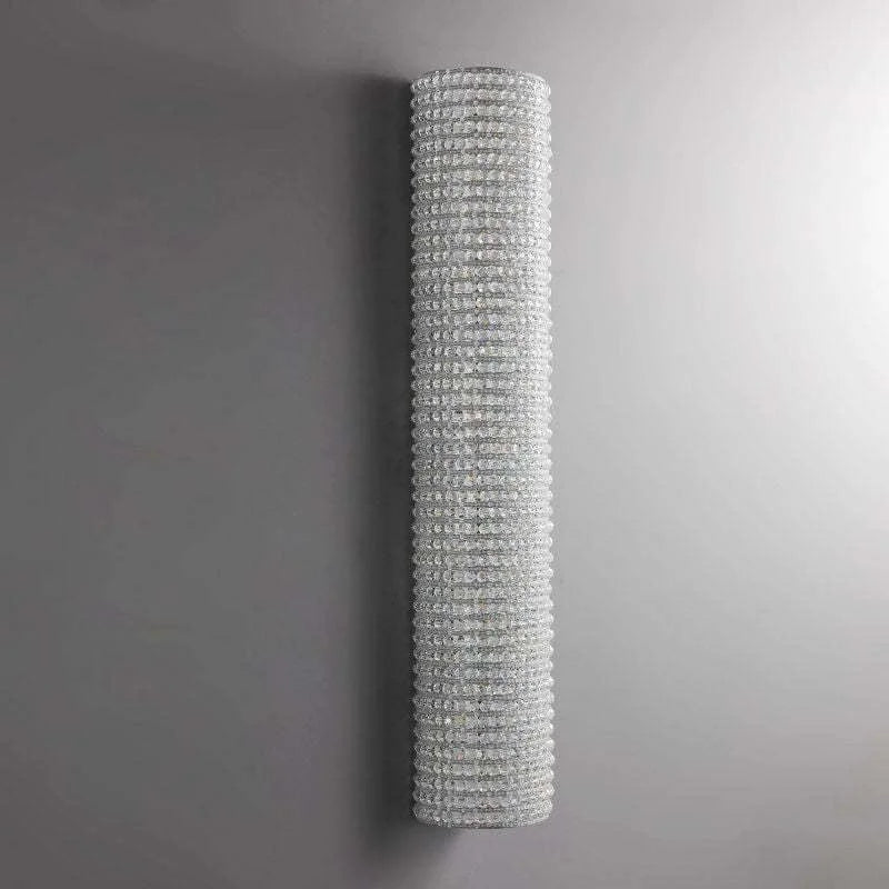 Clear Crystal Column Wall Sconce Silver | Art Deco Hallway Light Staircase 53 or 90cm 2 Bulbs Casalola Lights Luxury