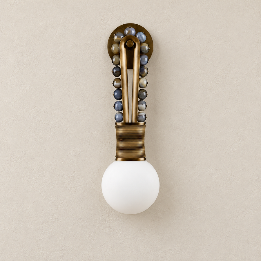 Patinated Brass & Jade Wall Sconce