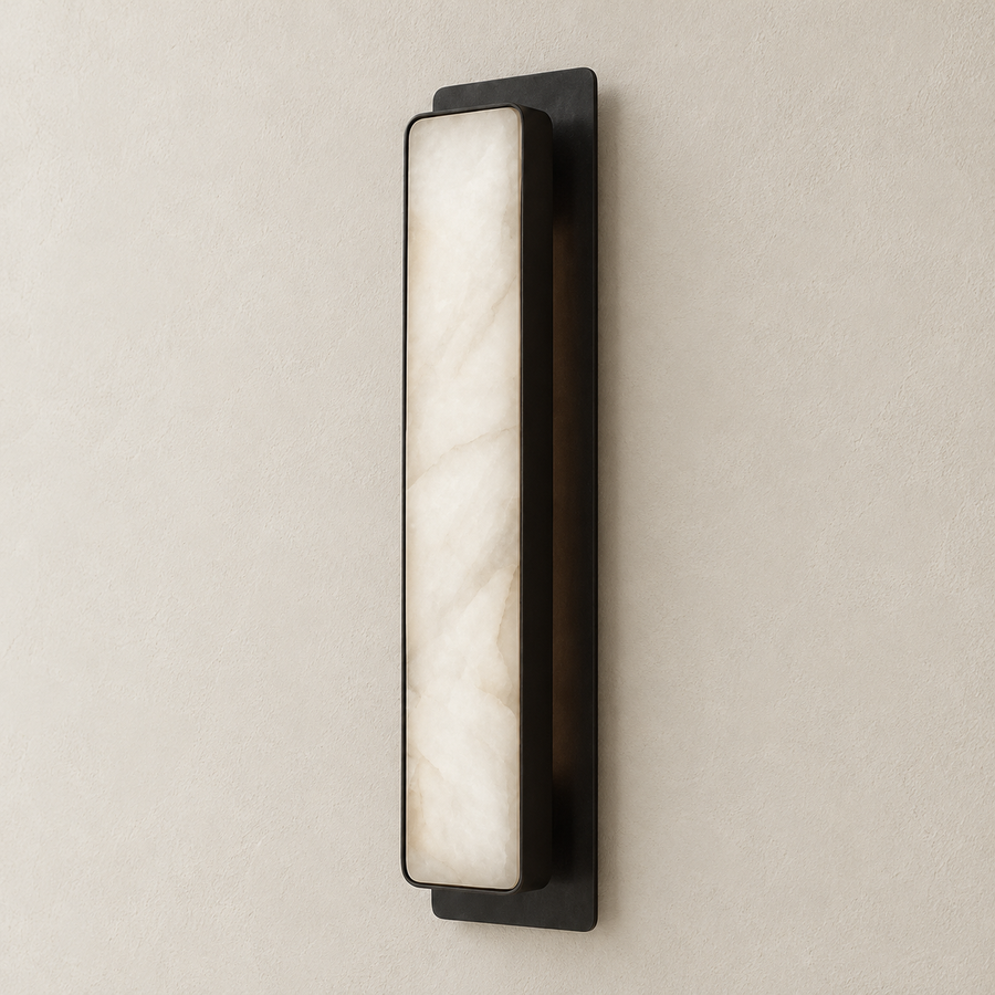 Black Mont Stone & Stainless Steel Wall Sconce
