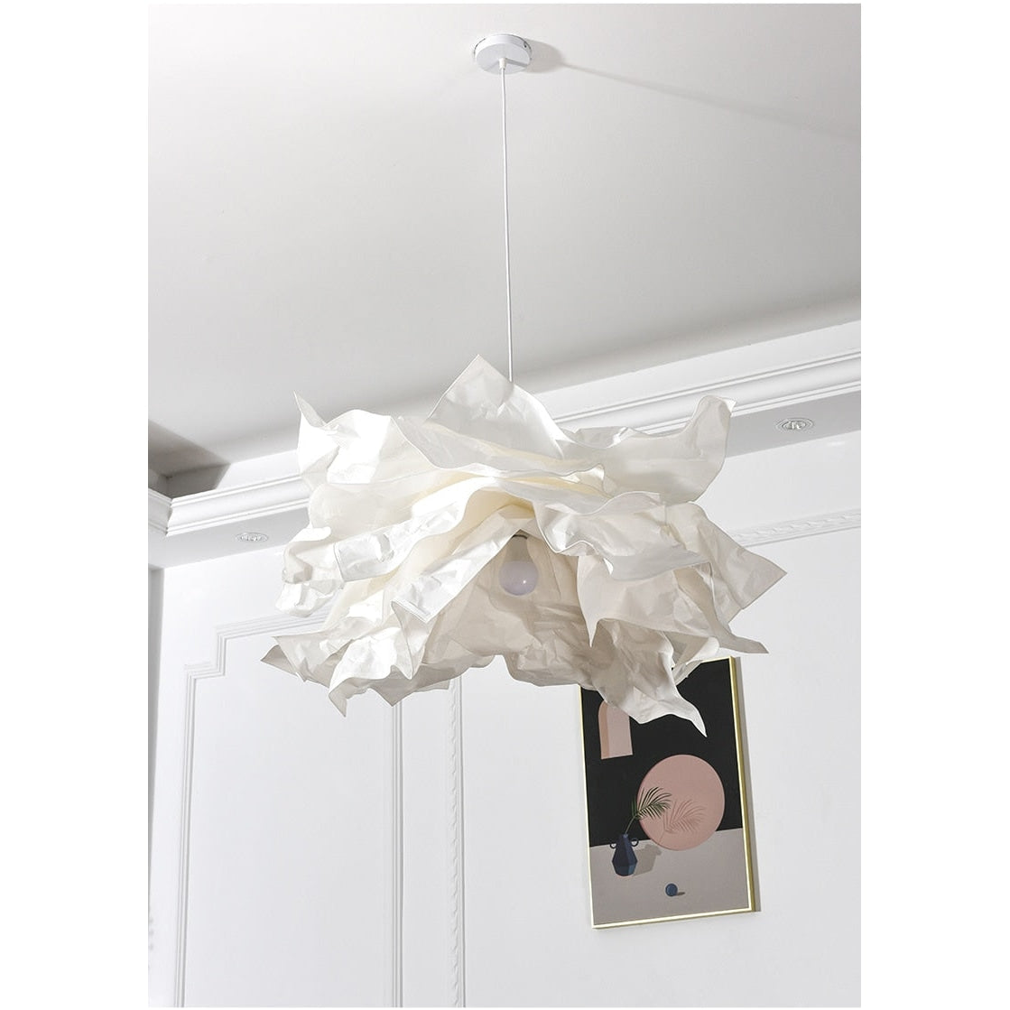 Cloud Pendant Lamp | Modern Paper Light With Adjustable Cord | Great For Dining Room Living - Lamps