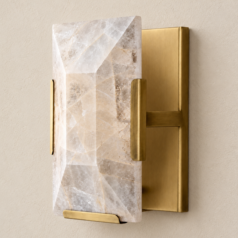 Calcite & Brass Wall Sconce