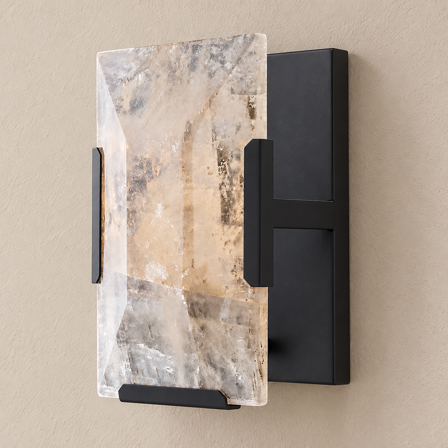 Black Calcite & Stainless Steel Wall Sconce