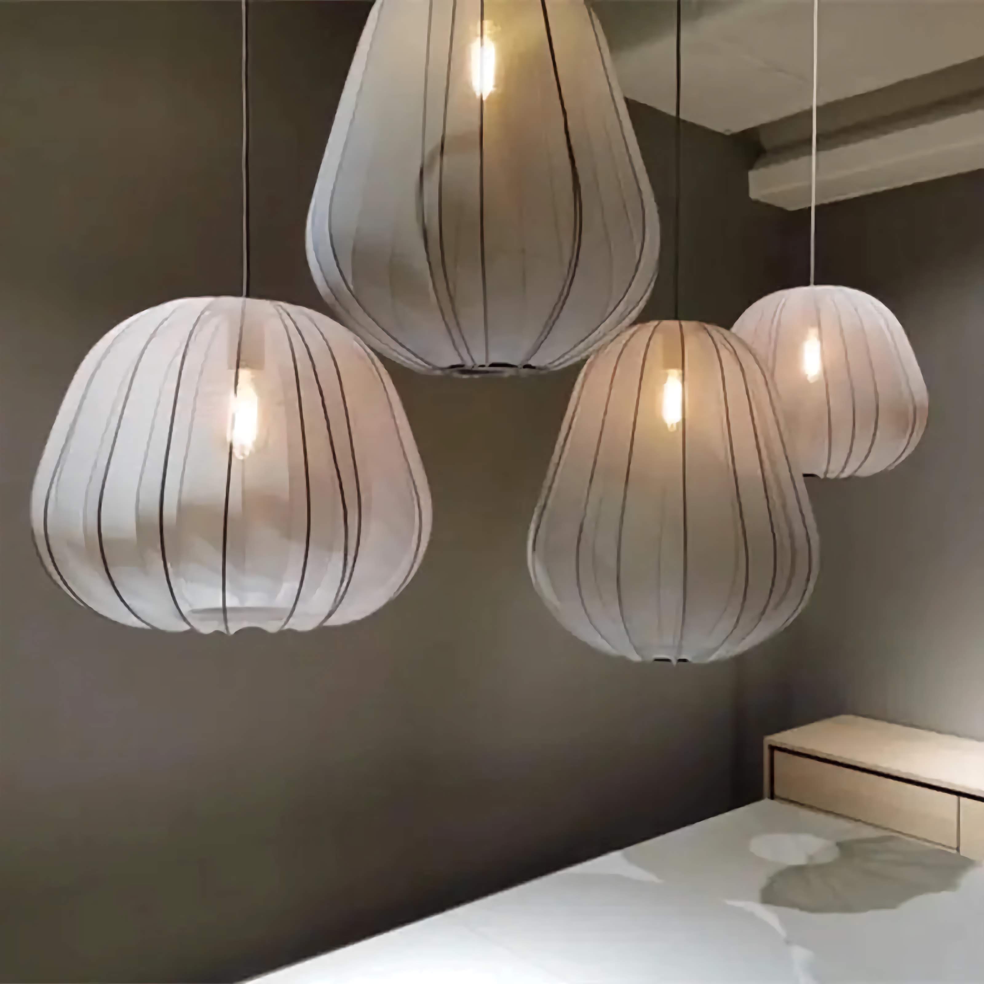 Cocoon Iron Mesh Pendant Light | Luxurious Minimalist White Fabric Lampshade | Elegant Interiors