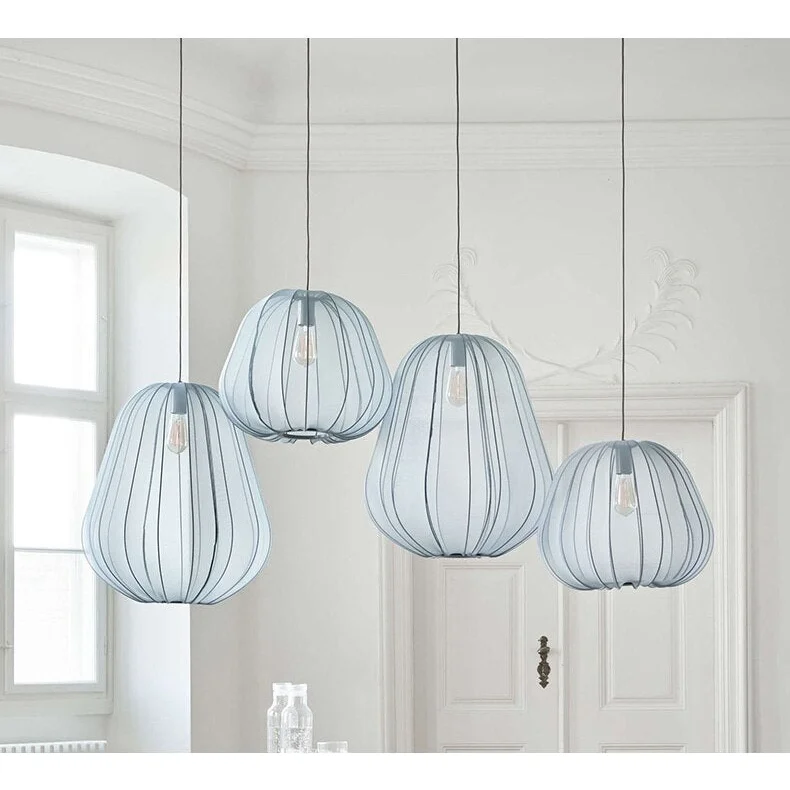 Cocoon Iron Mesh Pendant Light | Luxurious Minimalist White Fabric Lampshade | Elegant Interiors