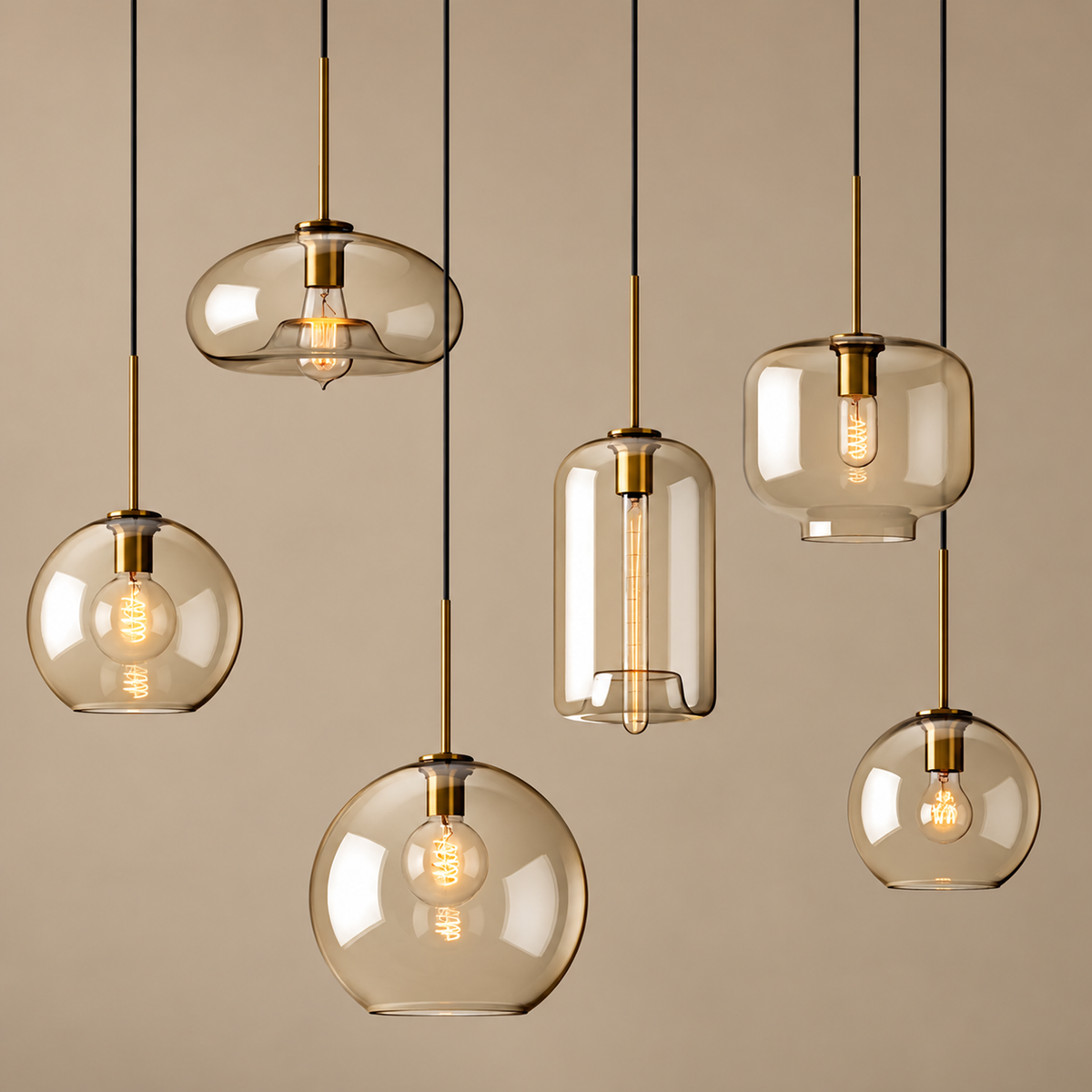 Modern Pendant Light - Cognac Glass Casalola Lights Luxury Lamps for Interior Designers