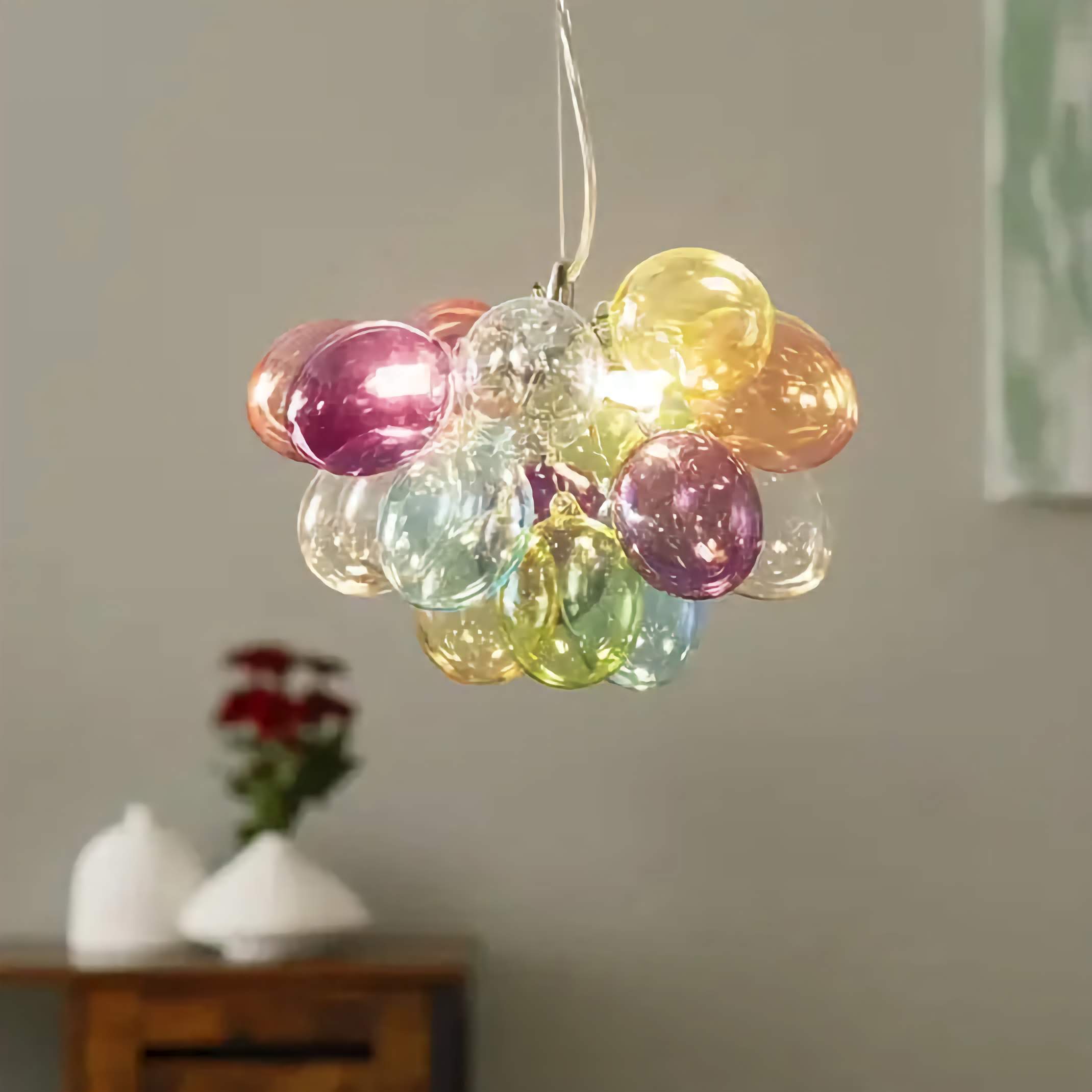 Glass Balloon Pendant Light | Colorful Stained-glass Cluster Chandelier for Stairwell Entry & Dining Casalolalights