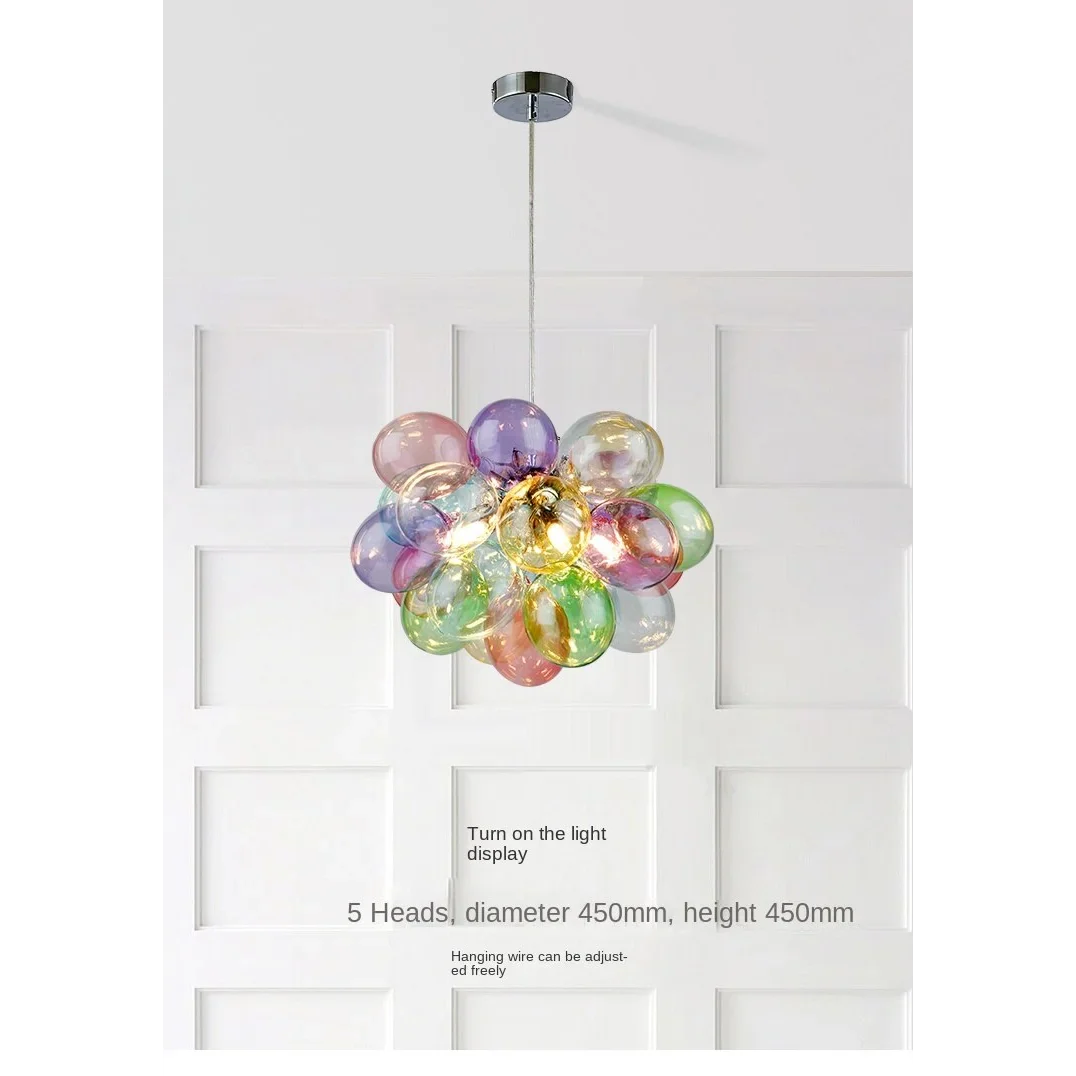 Glass Balloon Pendant Light | Colorful Stained-glass Cluster Chandelier for Stairwell Entry & Dining Casalolalights