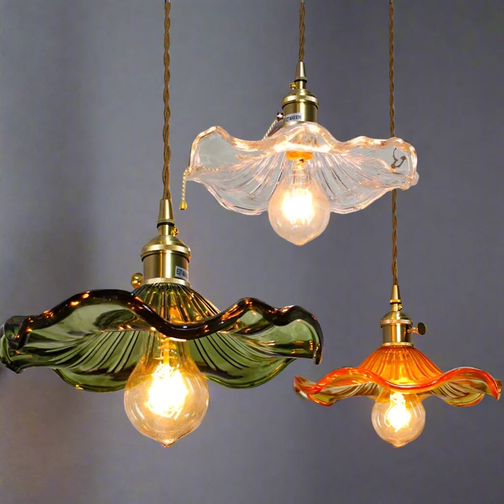 Glass Pendant Lighting | Green Champagne Biophilic Design Cottagecore ...