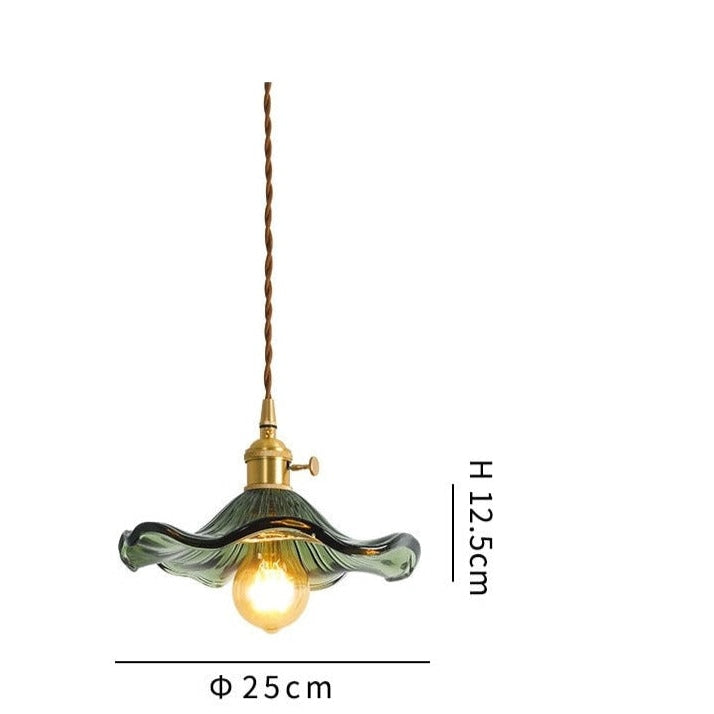 Glass Pendant Lighting | Green Champagne Biophilic Design Cottagecore Lamps | 1-lights - Lamps