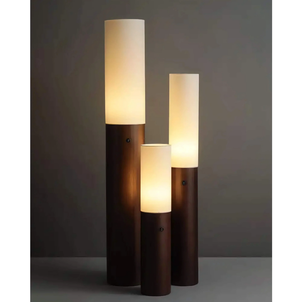 Slim Wood Column Floor Lamp Fabric Shade | 4 Heights 11-15cm Wide E26/e27 Dimmable Option Casalola Lights Luxury Lamps