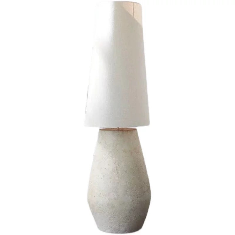 Plaster Floor Lamp Vessel Base Tapered Linen Shade Organic Modern 150cm