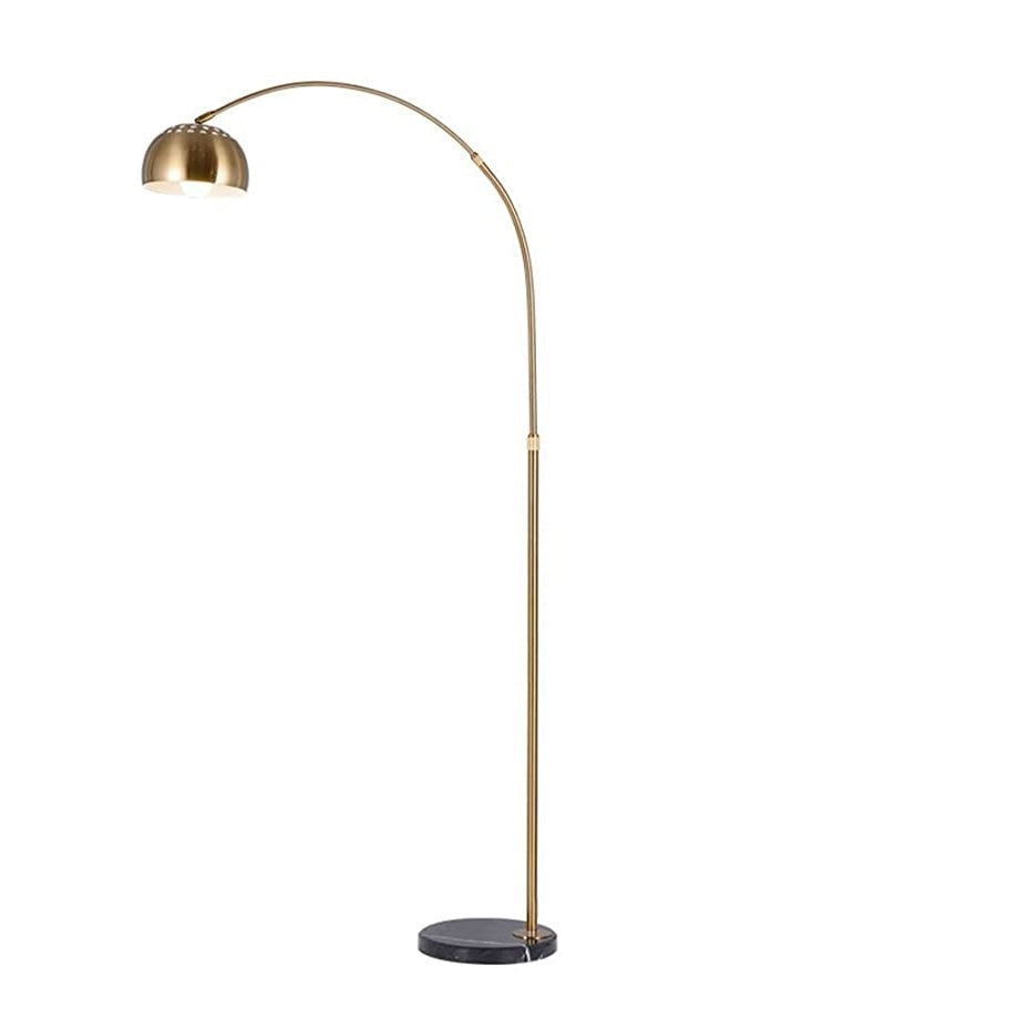 Mid - century Modern Arc Floor Lamp With Marble Base | Polished Metal Lines And Curve Black - Lamps