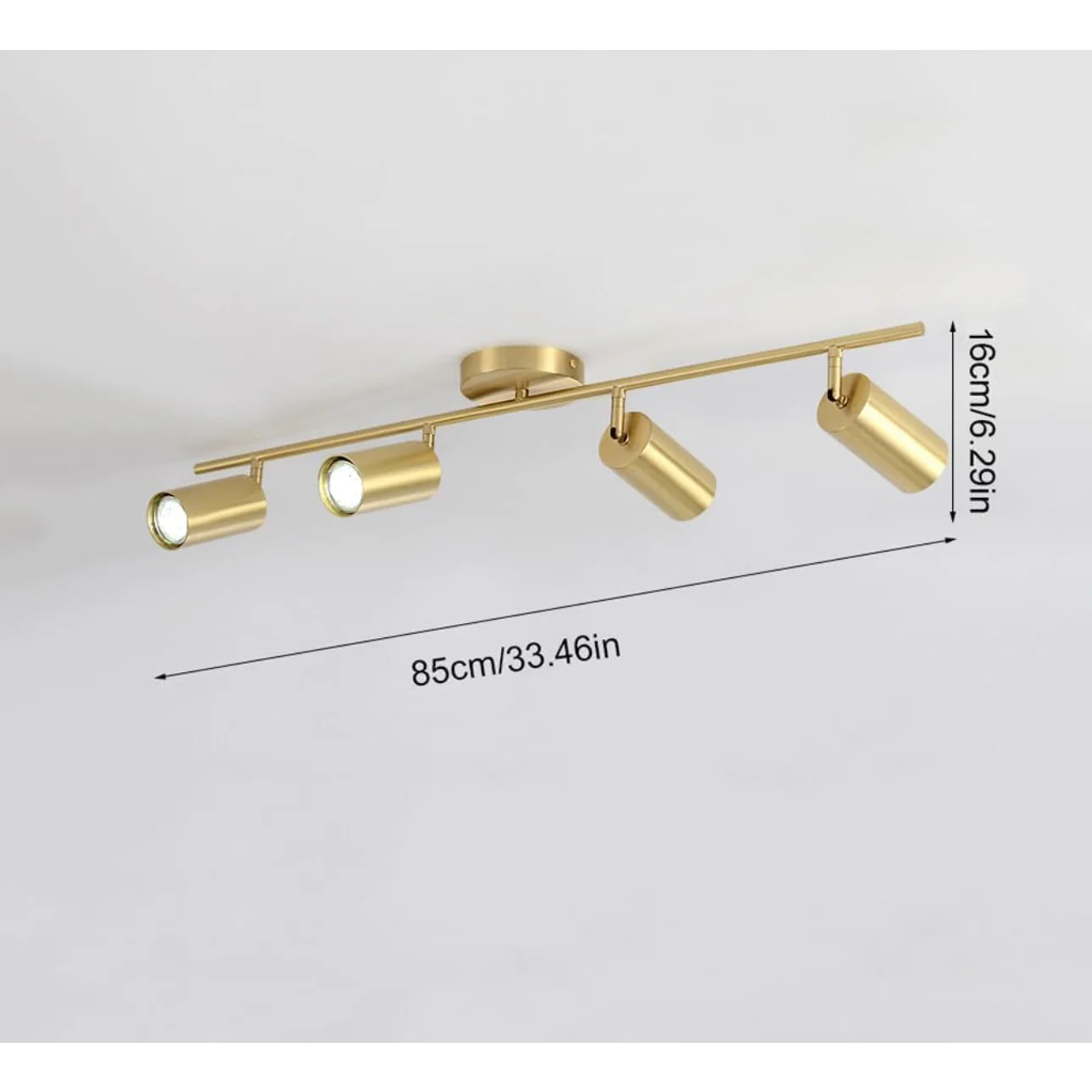 4-light Copper Track Lighting | Adjustable Flush Mount Ceiling Fixture for Low Ceilings