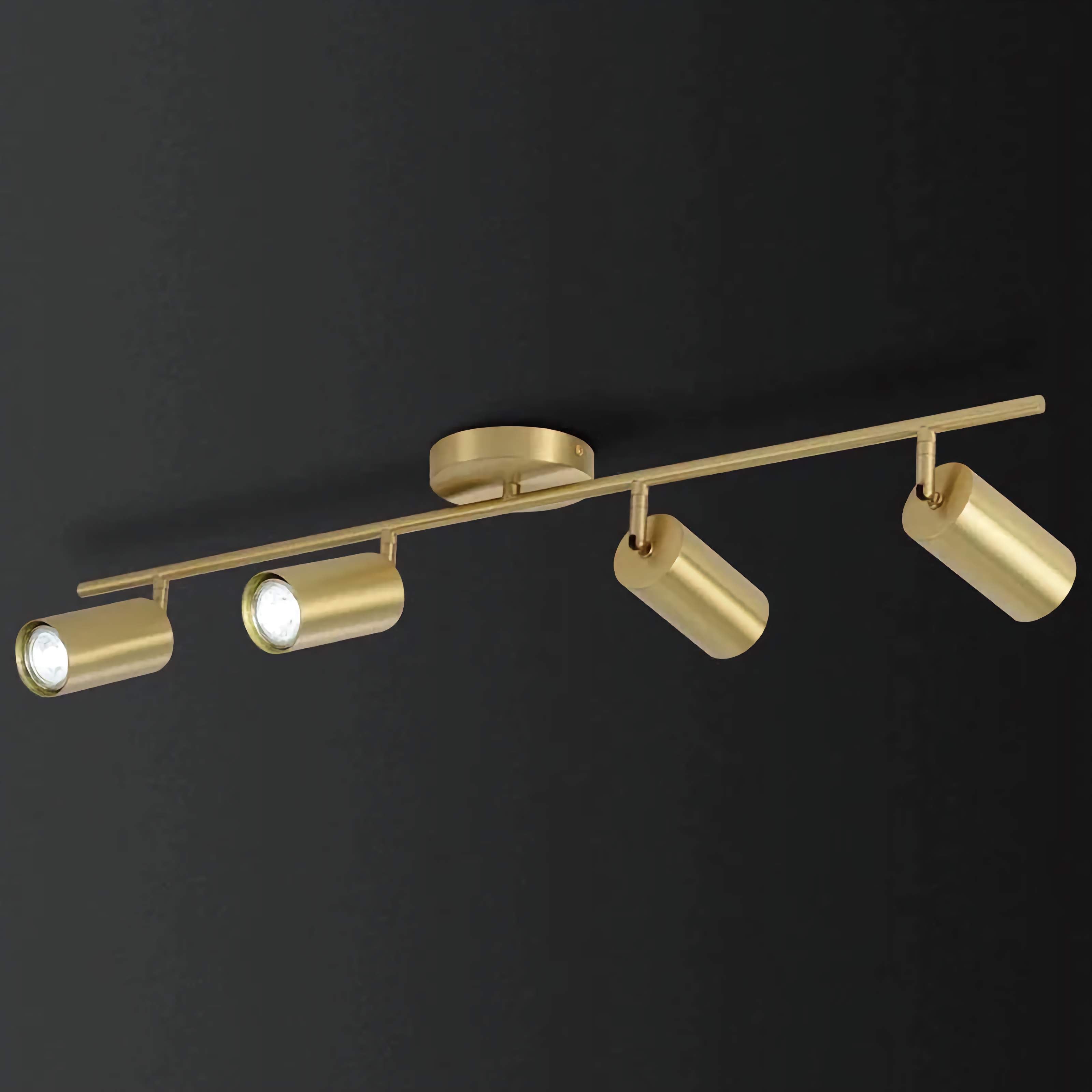 4-light Copper Track Lighting | Adjustable Flush Mount Ceiling Fixture for Low Ceilings