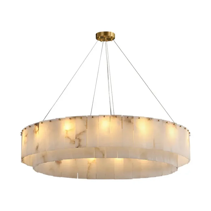 Alabaster Chandelier | Tiered Marble for Kitchen Dining Room Living | Lighting High-end Homes