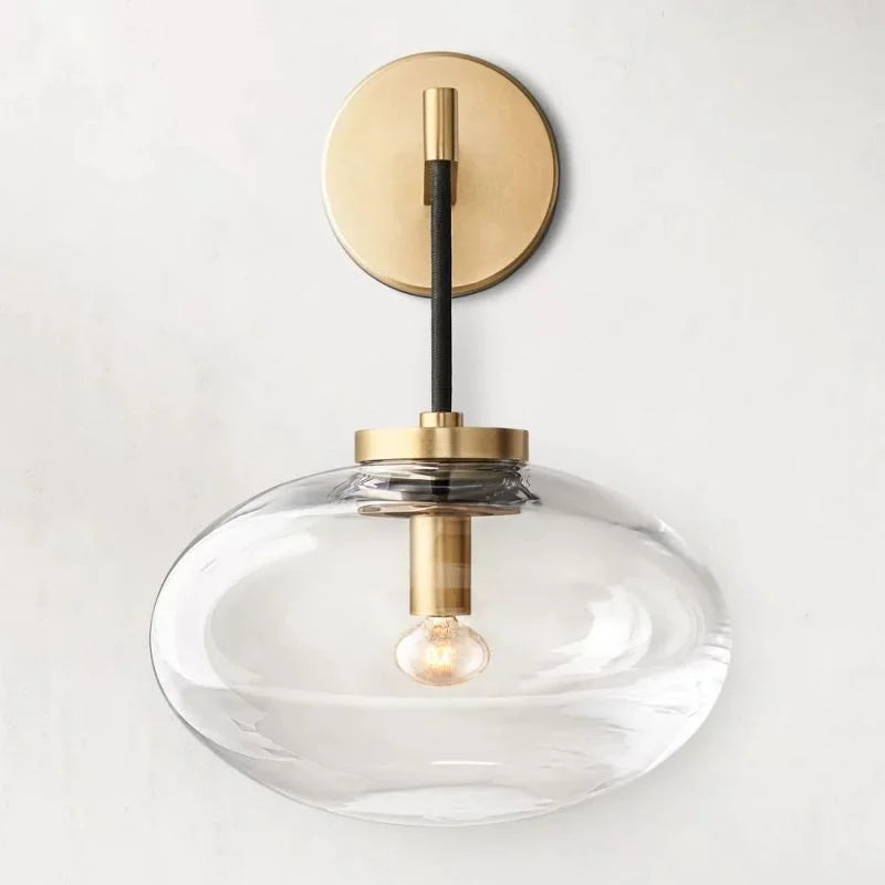 Copper Wall Sconce | Amber Glass Shade Contemporary Mid-century Living Room & Bedroom Casalolalights Luxury Lamps