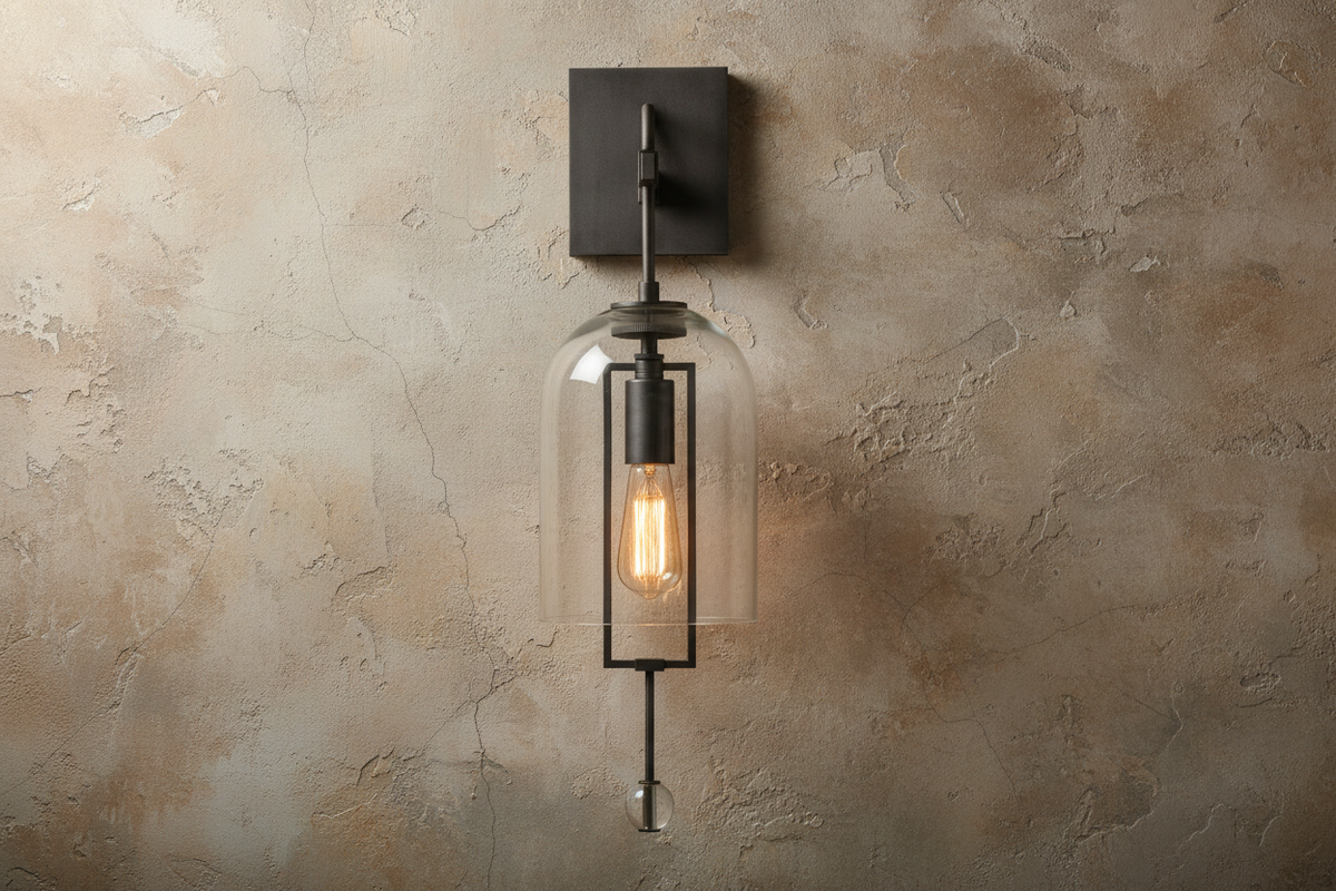 Copper & Glass Bell Wall Sconce | Vertical Hand-blown Modern Art Deco Hallway Bedroom Casalolalights Luxury Lamps
