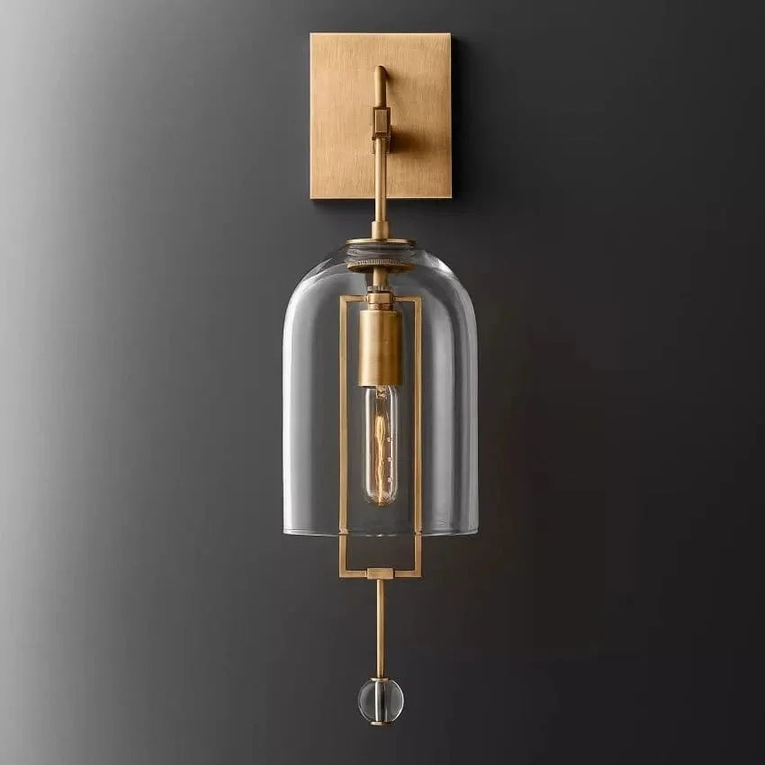 Copper & Glass Bell Wall Sconce | Vertical Hand-blown Modern Art Deco Hallway Bedroom Casalolalights Luxury Lamps