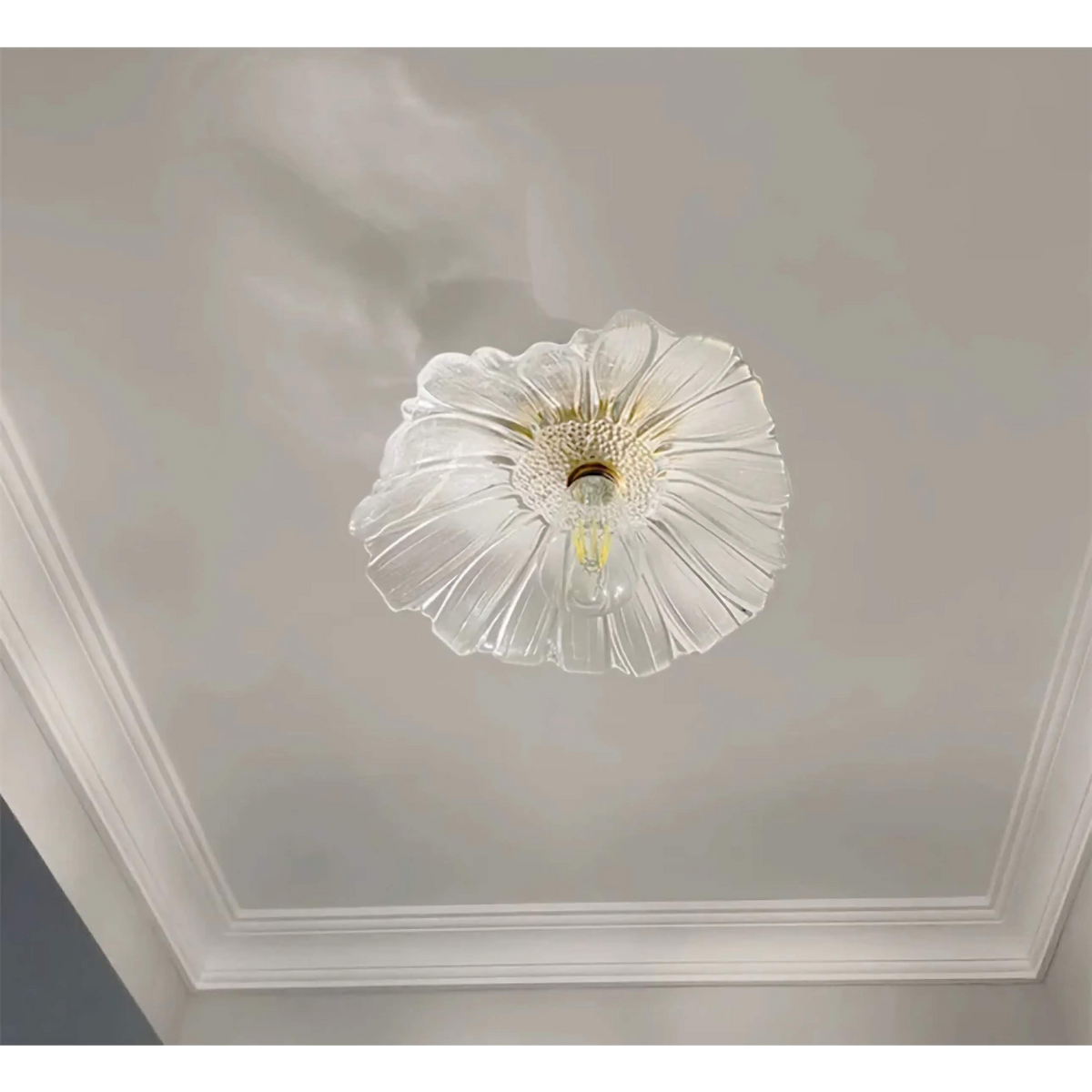 Copper & Glass Flower Semi-flush Mount | Floral Ceiling Light Modern Organic Bedroom Hallway Casalolalights Luxury