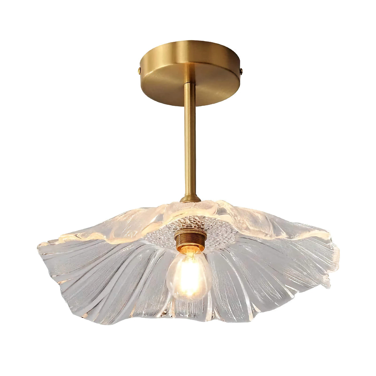 Copper & Glass Flower Semi-flush Mount | Floral Ceiling Light Modern Organic Bedroom Hallway Casalolalights Luxury