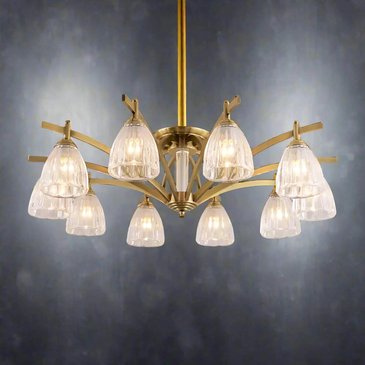 Copper & Glass Semi-flush Mount | Fluted-glass Ceiling Light Transitional Living Dining Room Casalolalights Luxury