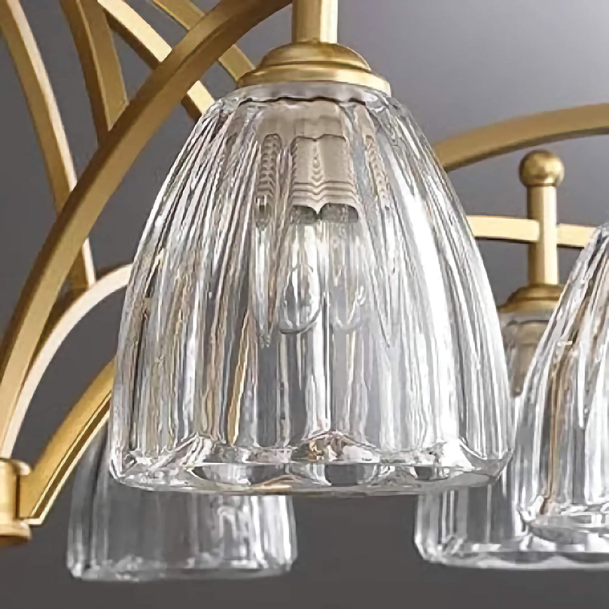 Copper & Glass Semi-flush Mount | Fluted-glass Ceiling Light Transitional Living Dining Room Casalolalights Luxury