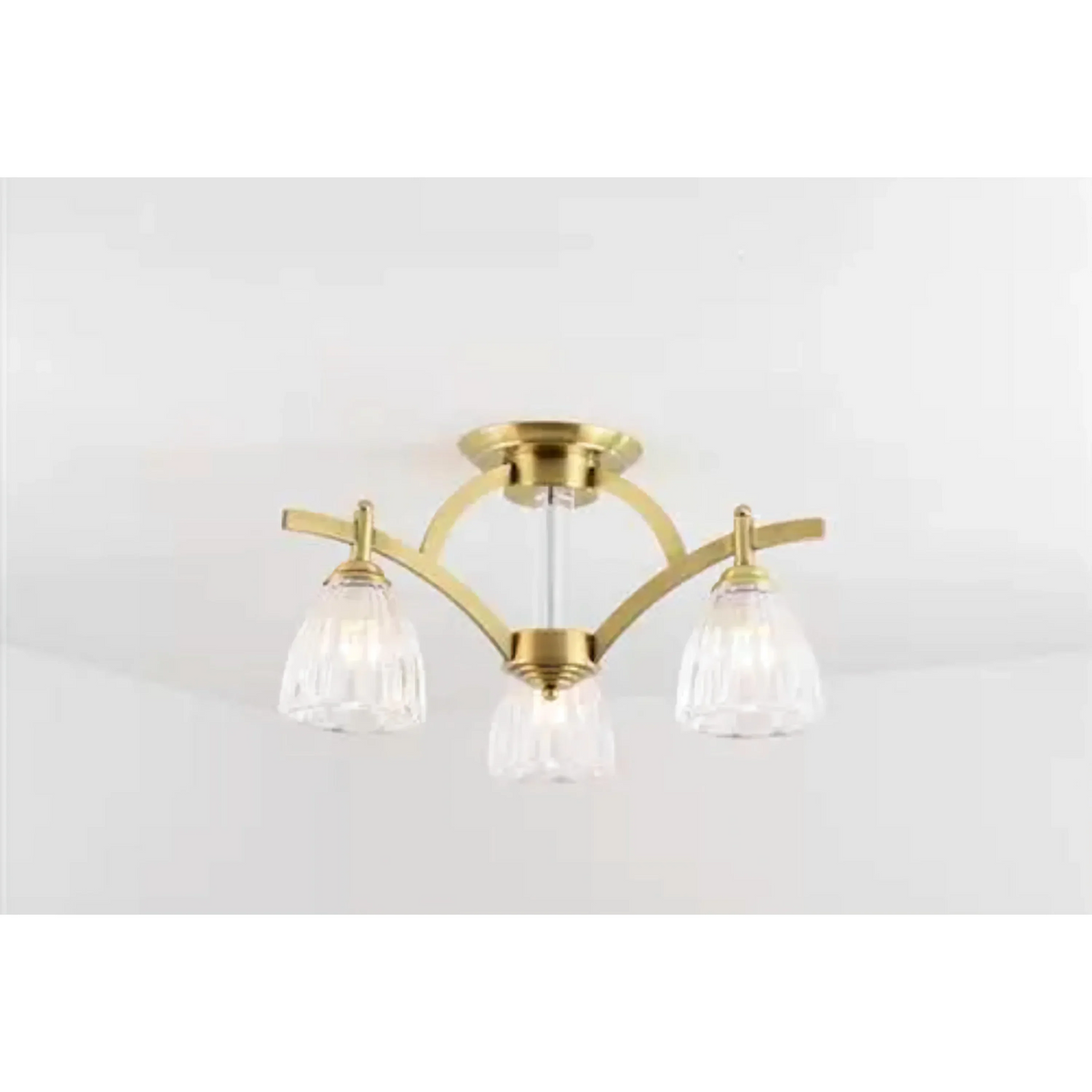 Copper & Glass Semi-flush Mount | Fluted-glass Ceiling Light Transitional Living Dining Room Casalolalights Luxury