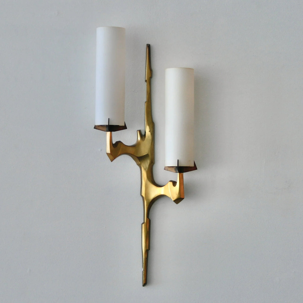 Copper & Frosted Glass Wall Sconce | Sculptural Twin-cylinder 53cm Mid-century Modern Hallway Casalolalights Luxury
